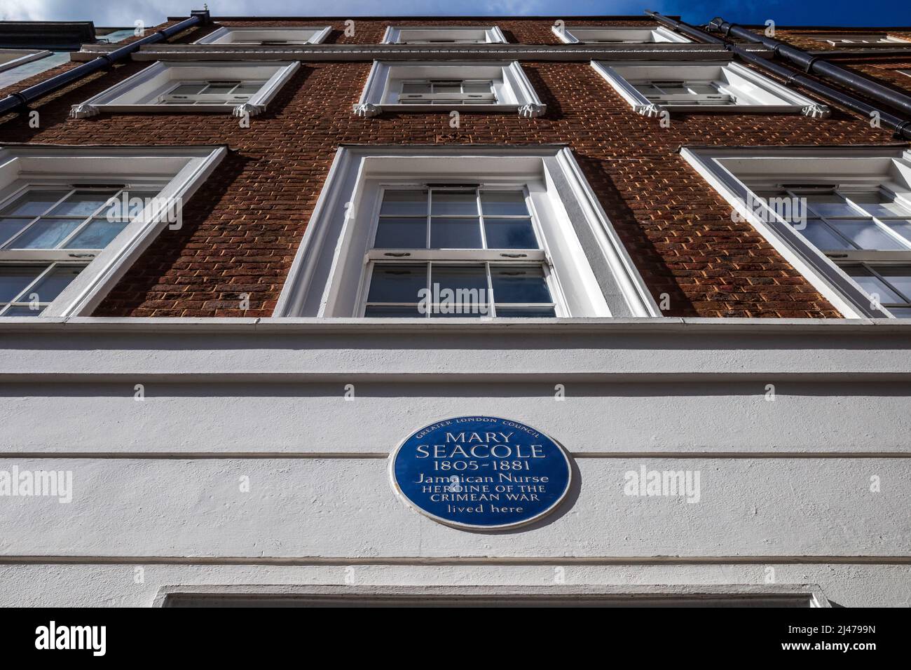 Mary Seacole Home 14 Soho Square Londres - Mary Seacole London Blue plaque - Mary Seacole était une infirmière jamaïcaine qui était une héroïne de la guerre de Crimée. Banque D'Images
