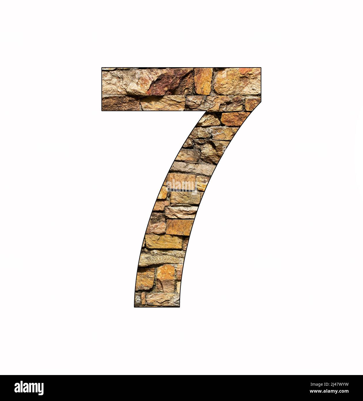 Numéro 7 sur fond de pierre rustique - un chiffre Banque D'Images