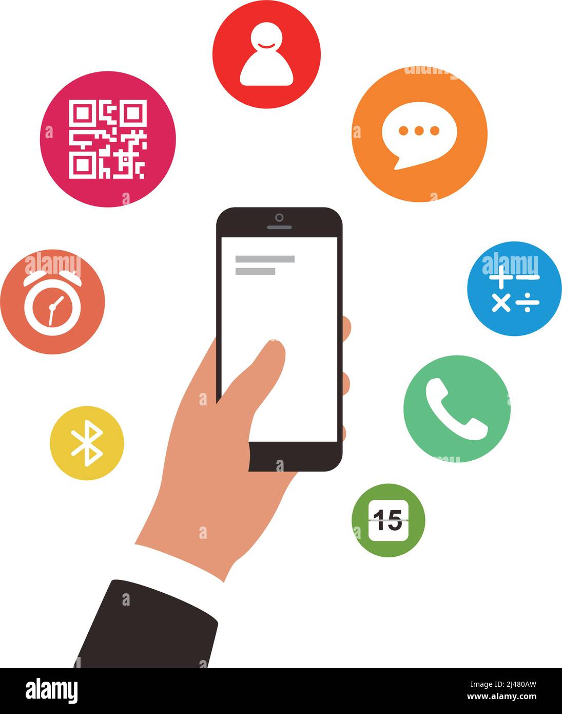 Homme d'affaires tenant l'illustration de vecteur de smartphone Illustration de Vecteur