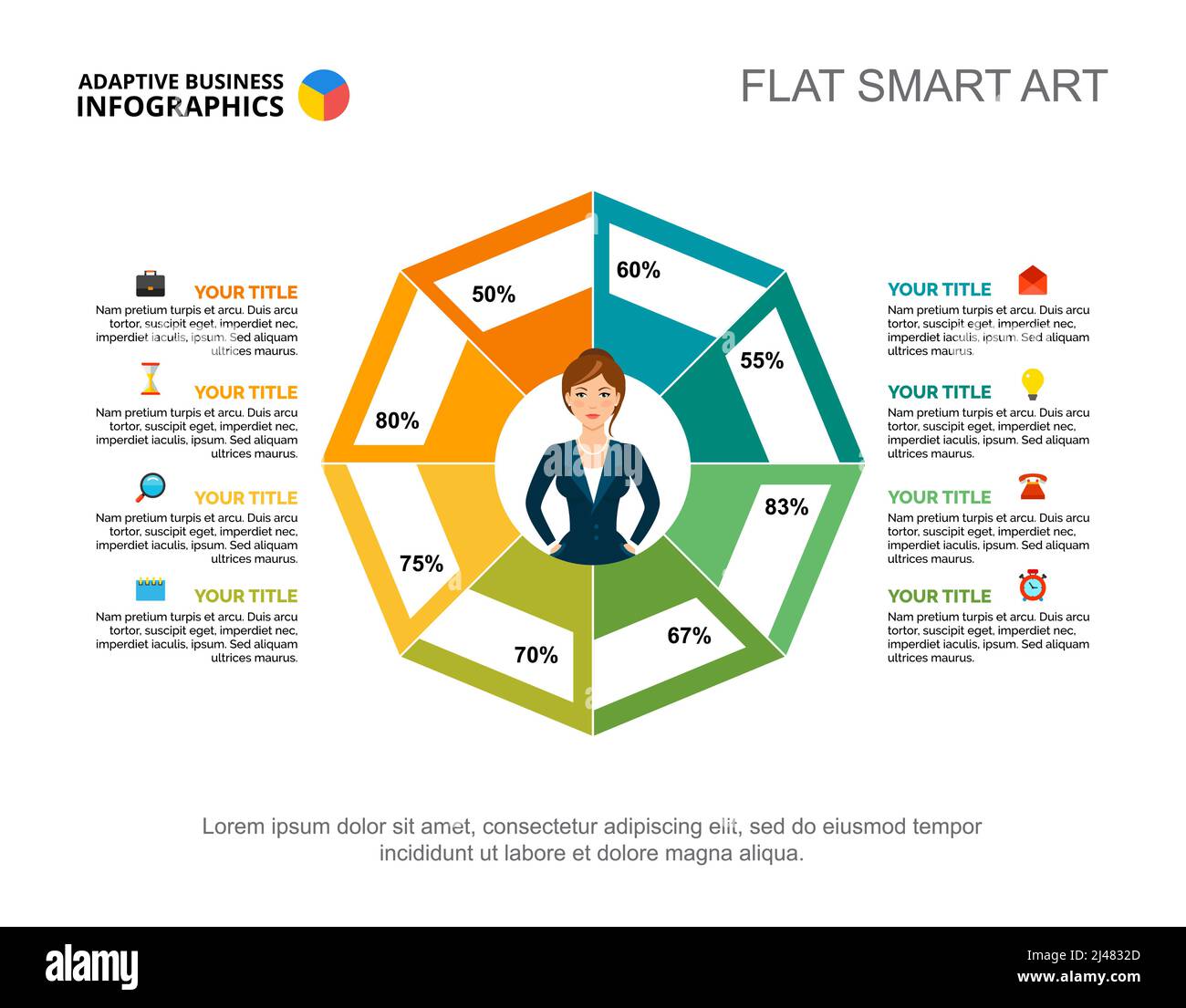 Modèle de diapositive de graphique d'études commerciales. Graphique, conception. Concept créatif pour l'infographie, rapport. Peut être utilisé pour des sujets comme les statistiques, l'enquête, le marke Illustration de Vecteur