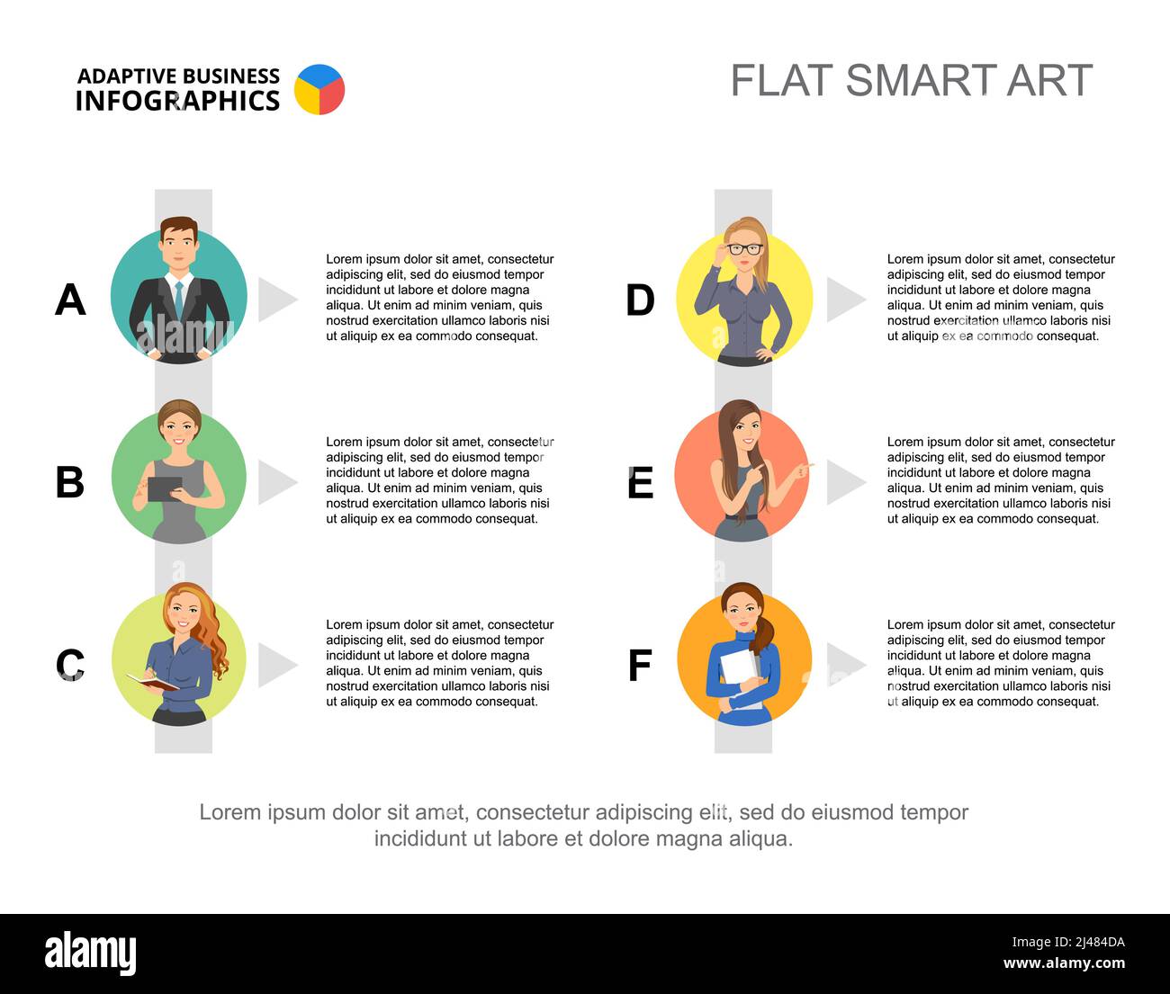 Modèle de diapositive personnel. Graphique, conception. Concept créatif pour l'infographie, rapport. Peut être utilisé pour des sujets tels que le personnel, l'organisation, l'équipe Illustration de Vecteur