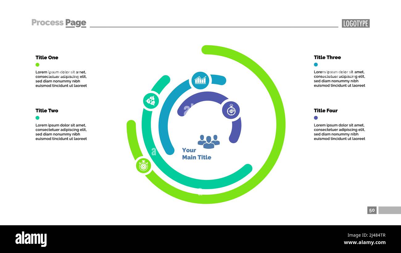 Modèle de diapositive de graphique circulaire à cinq couches. Données d'entreprise. Graphique, diagramme, comparaison. Concept créatif pour l'infographie, la présentation. Peut être utilisé pour t Illustration de Vecteur