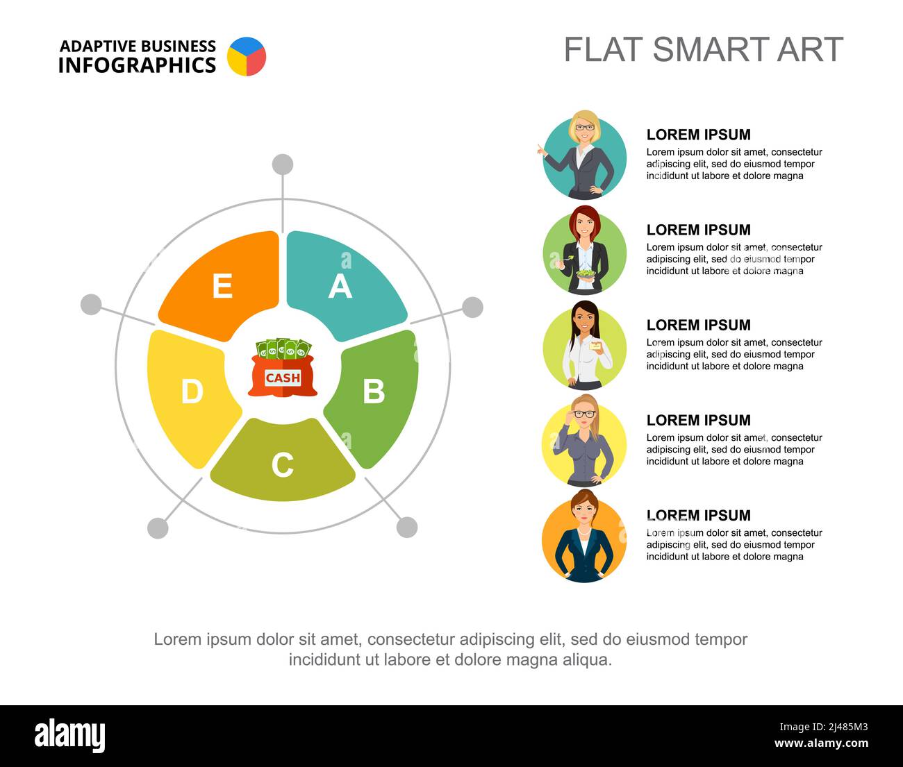Modèle de diapositive de graphique circulaire. Données d'entreprise. Graphique, graphique, conception. Concept créatif pour l'infographie, rapport. Peut être utilisé pour des sujets tels que l'économie, l'Earnin Illustration de Vecteur