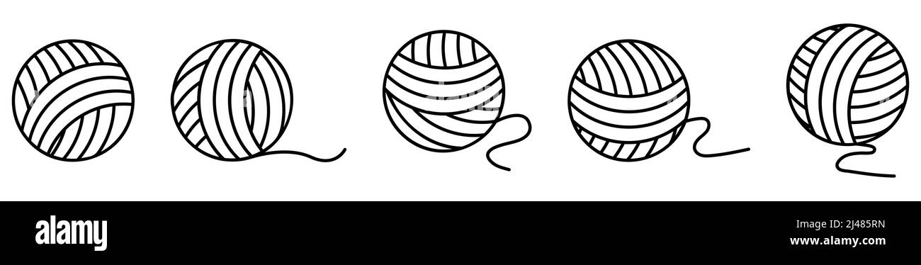 Jeu d'icônes de balles en fil. Style art de ligne. Illustration vectorielle isolée sur fond blanc Illustration de Vecteur