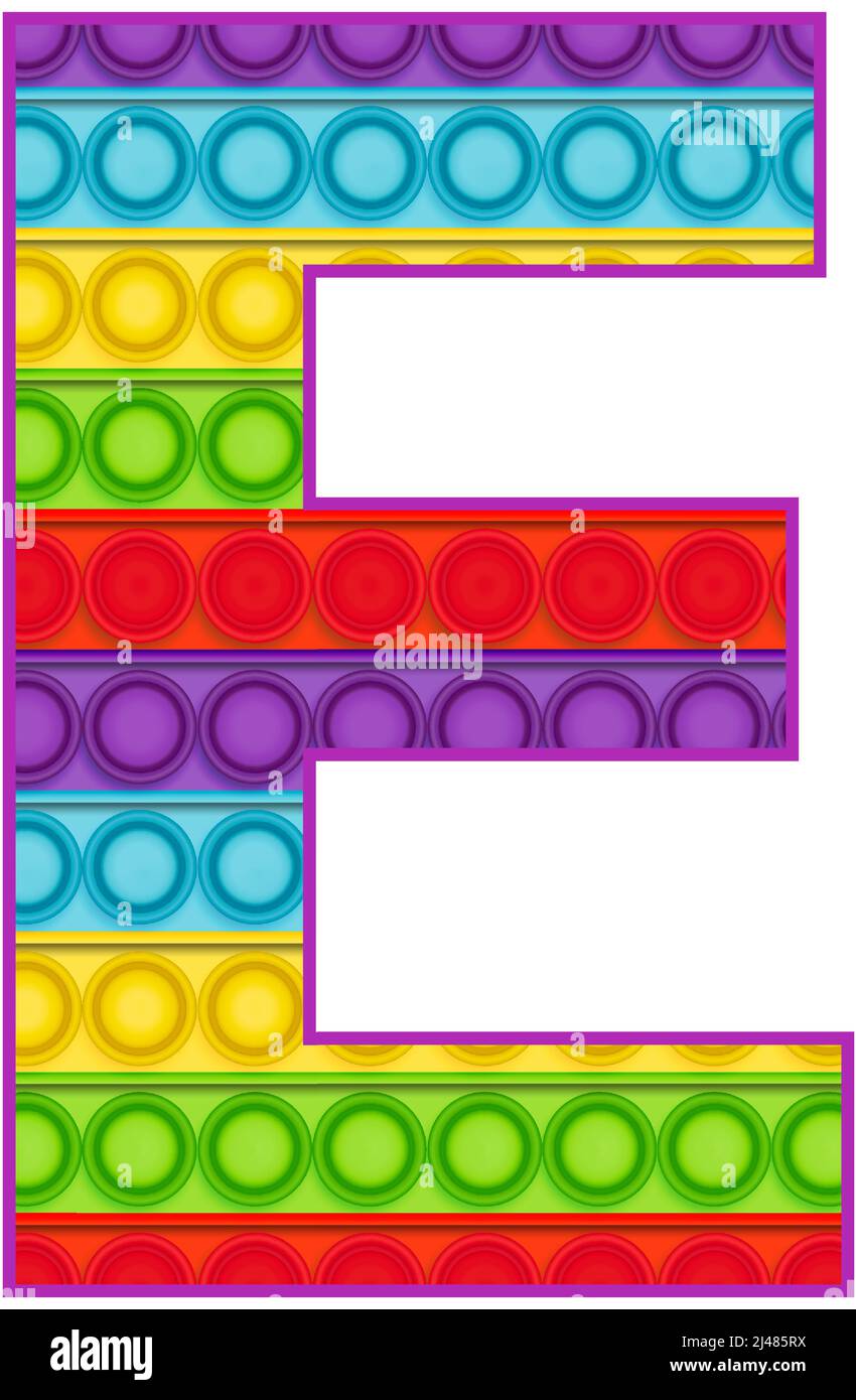 Lettre pop IT lumineuse et amusante. Pop c'est un jouet sensoriel pour enfants de couleur arc-en-ciel. Lettres claires simple Dimple. Illustration de Vecteur