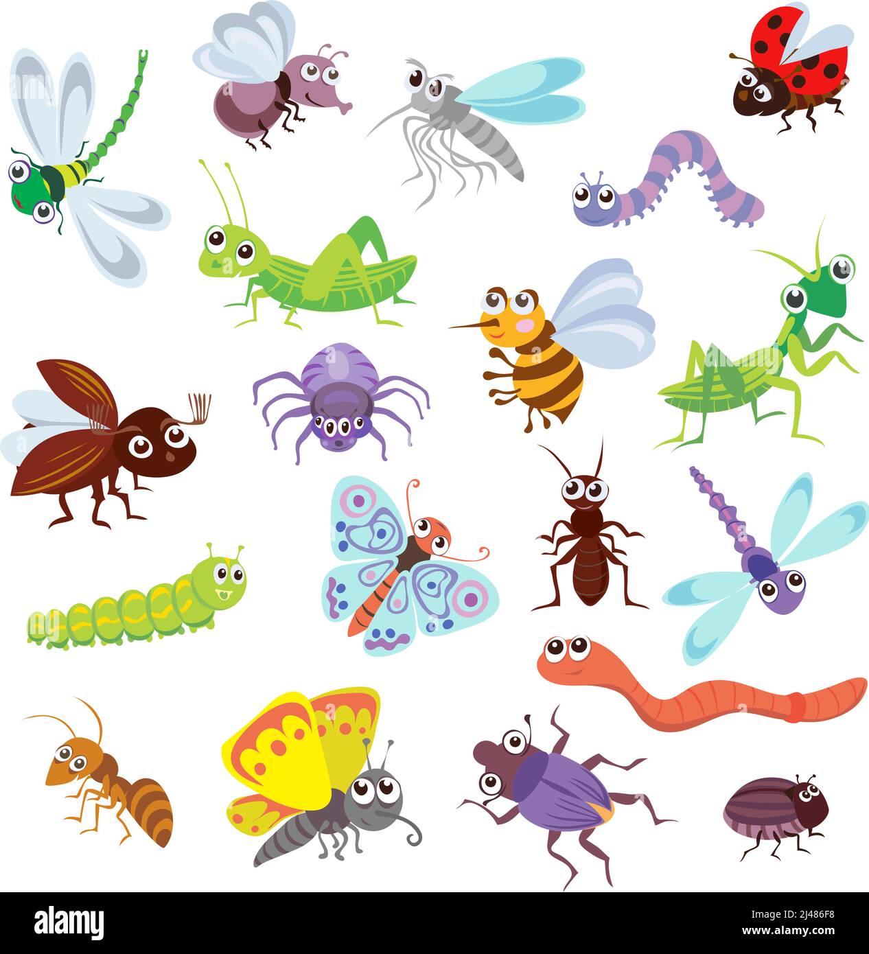 insectes amusants et autres insectes, motif, insectes, diverses postures et situations, dessin, vecteur, images, dessin animé Illustration de Vecteur