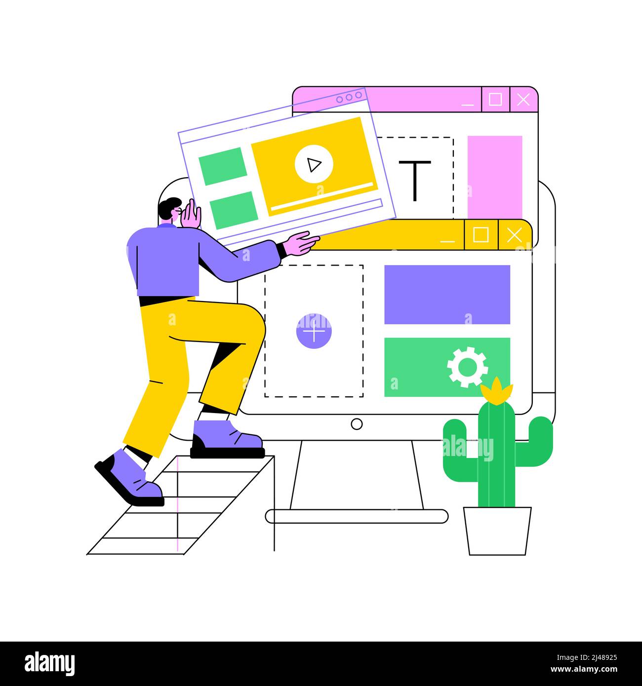 Conception du site concept abstrait illustration vectorielle. Web design studio, société de développement de site, page d'accueil d'affaires, à propos de nous, service de création de page d'accueil d'entreprise, métaphore d'interface abstraite. Illustration de Vecteur