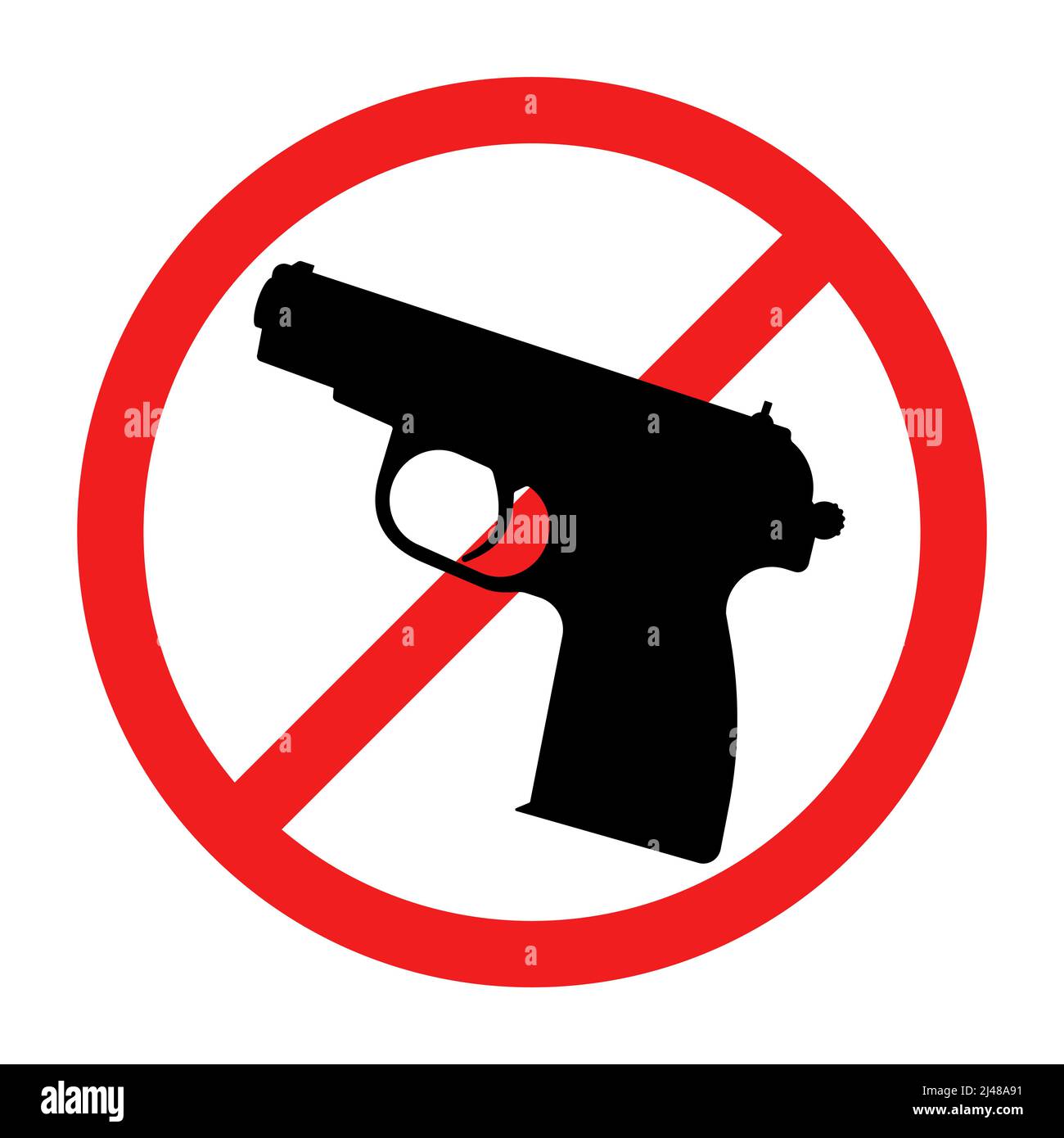 Aucun signe d'armes. Icône pas de pistolet. Panneau d'interdiction rond rouge. Illustration vectorielle. Arrêter la guerre Illustration de Vecteur