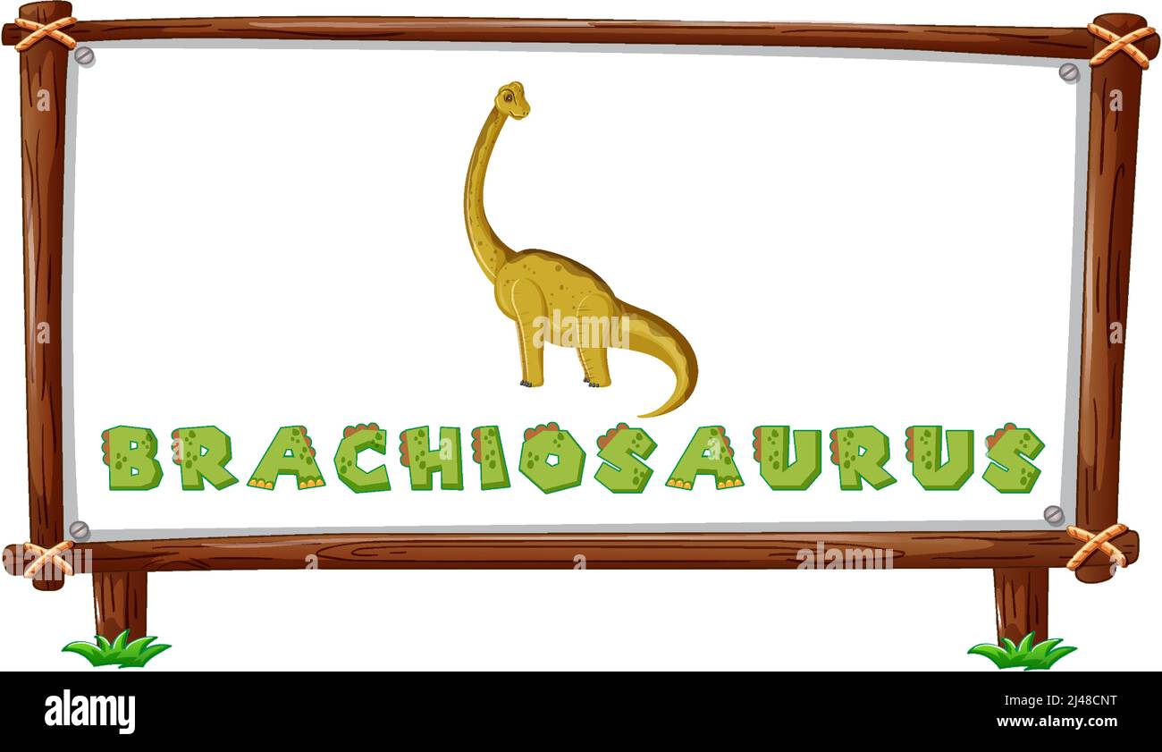 Modèle de cadre avec dinosaures et texte brachiosaurus design à l'intérieur de l'illustration Illustration de Vecteur