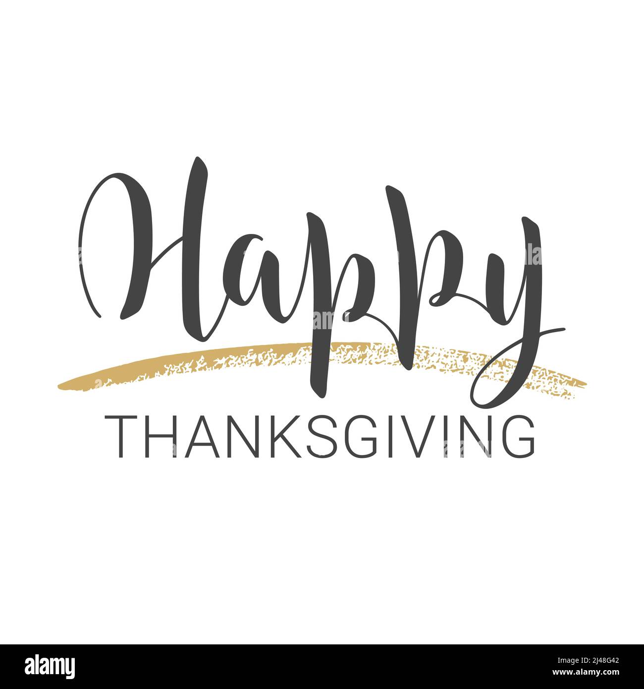 Illustration vectorielle. Lettrage manuscrit de Happy Thanksgiving Day. Modèle de carte de vœux ou d'invitation. Objets isolés sur fond blanc. Illustration de Vecteur