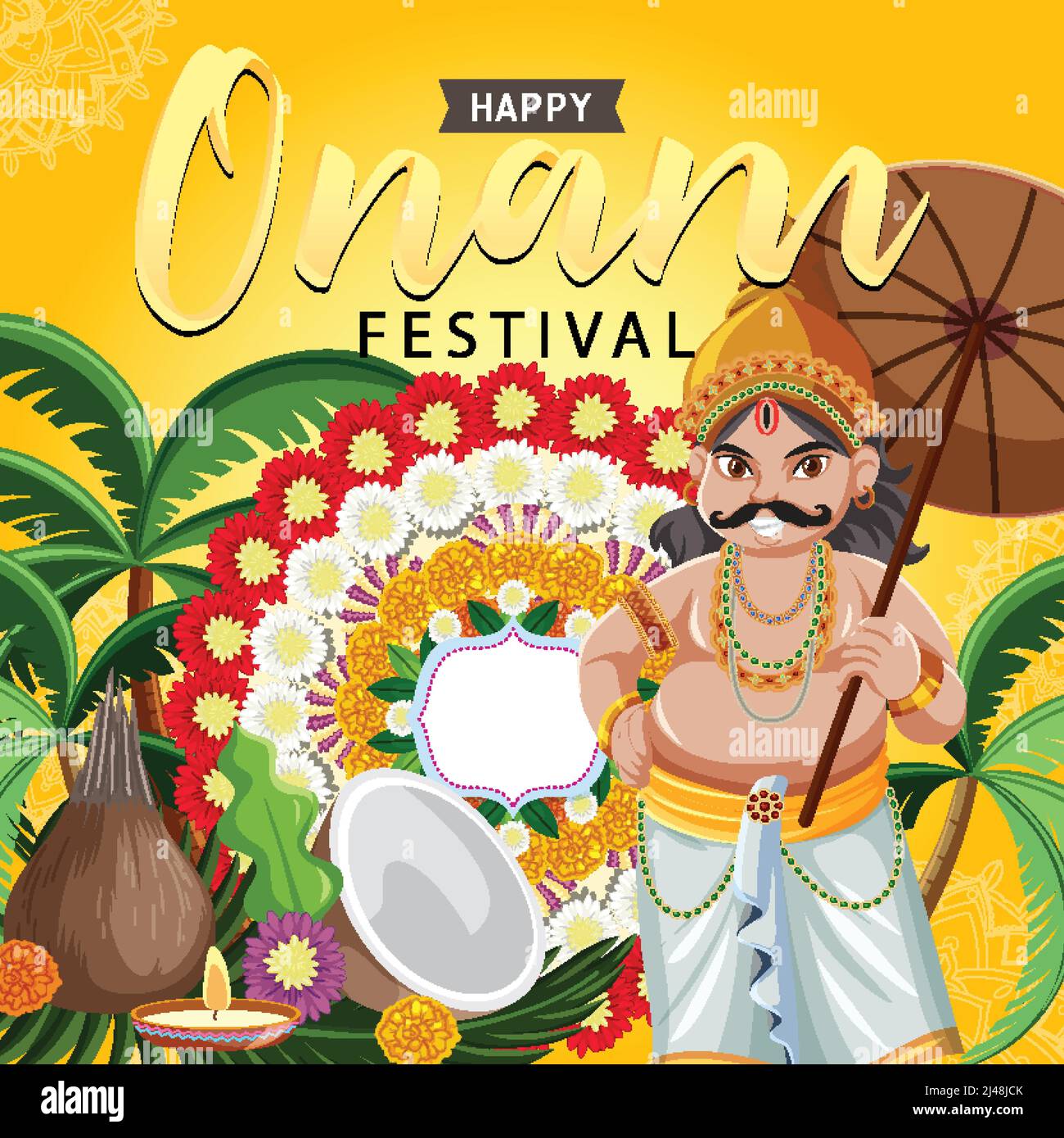 Illustration de l'affiche du festival de récolte hindou d'Onam Illustration de Vecteur