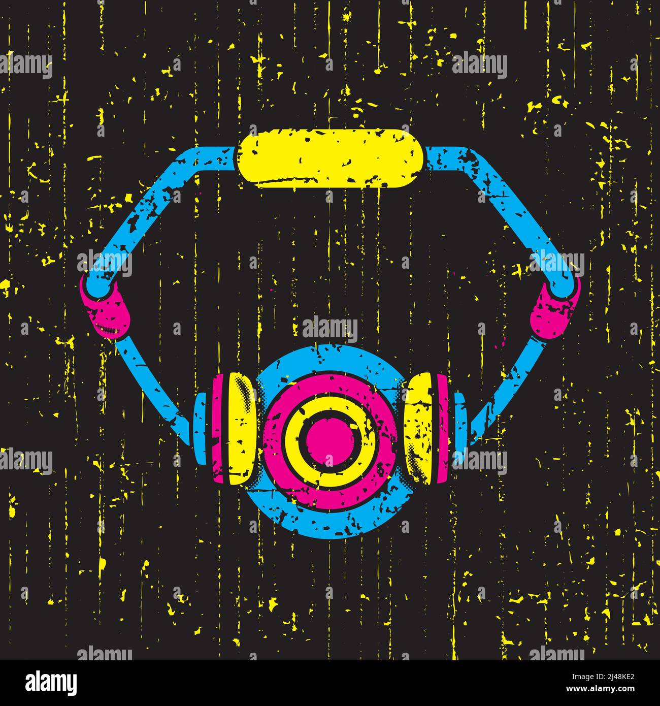 Casque musique Explosion graffiti, vecteur de couleur illustration Illustration de Vecteur