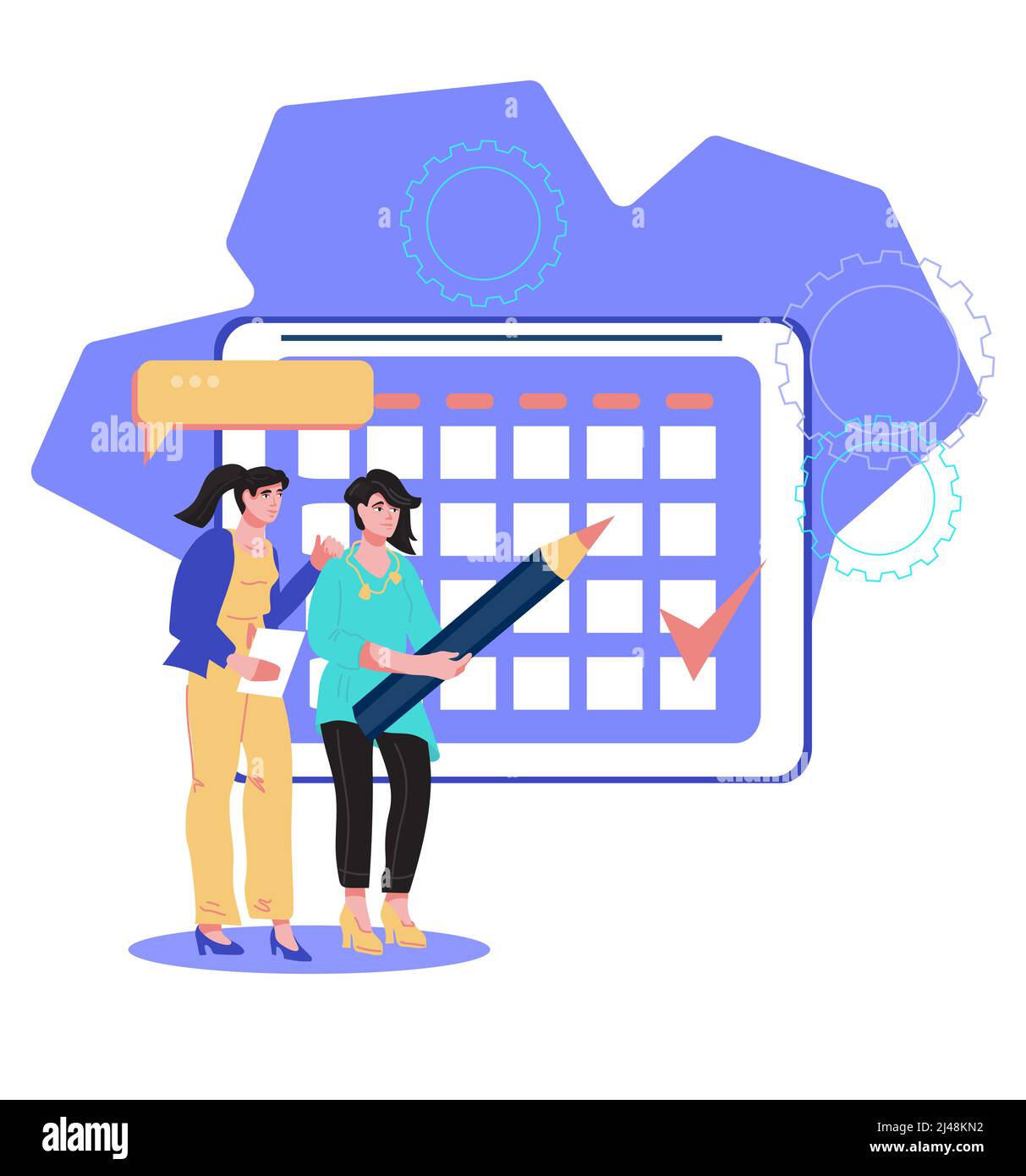 Gestion du temps et planification commerciale, vecteur plat isolé. Illustration de Vecteur