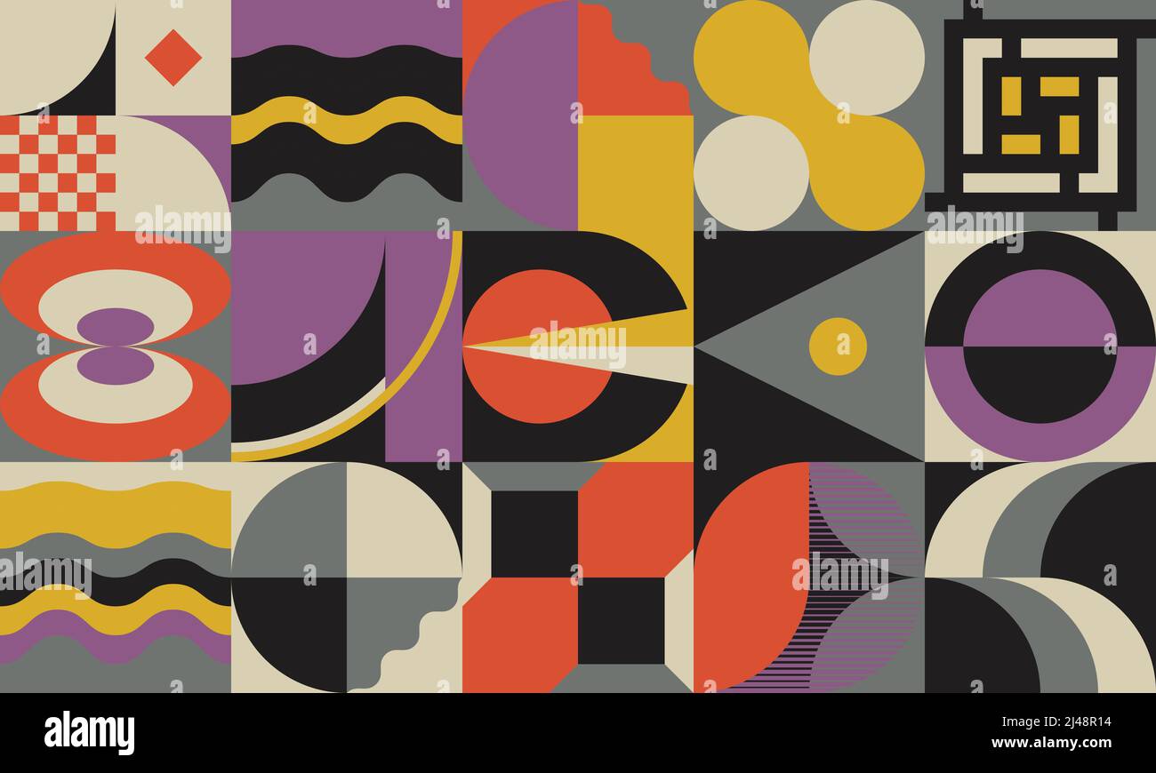 Motif abstrait design graphique inspiré par le modernisme esthétique arts fait avec des formes géométriques audacieuses et des figures abstraites pour l'affiche, la couverture, l'art, pr Illustration de Vecteur