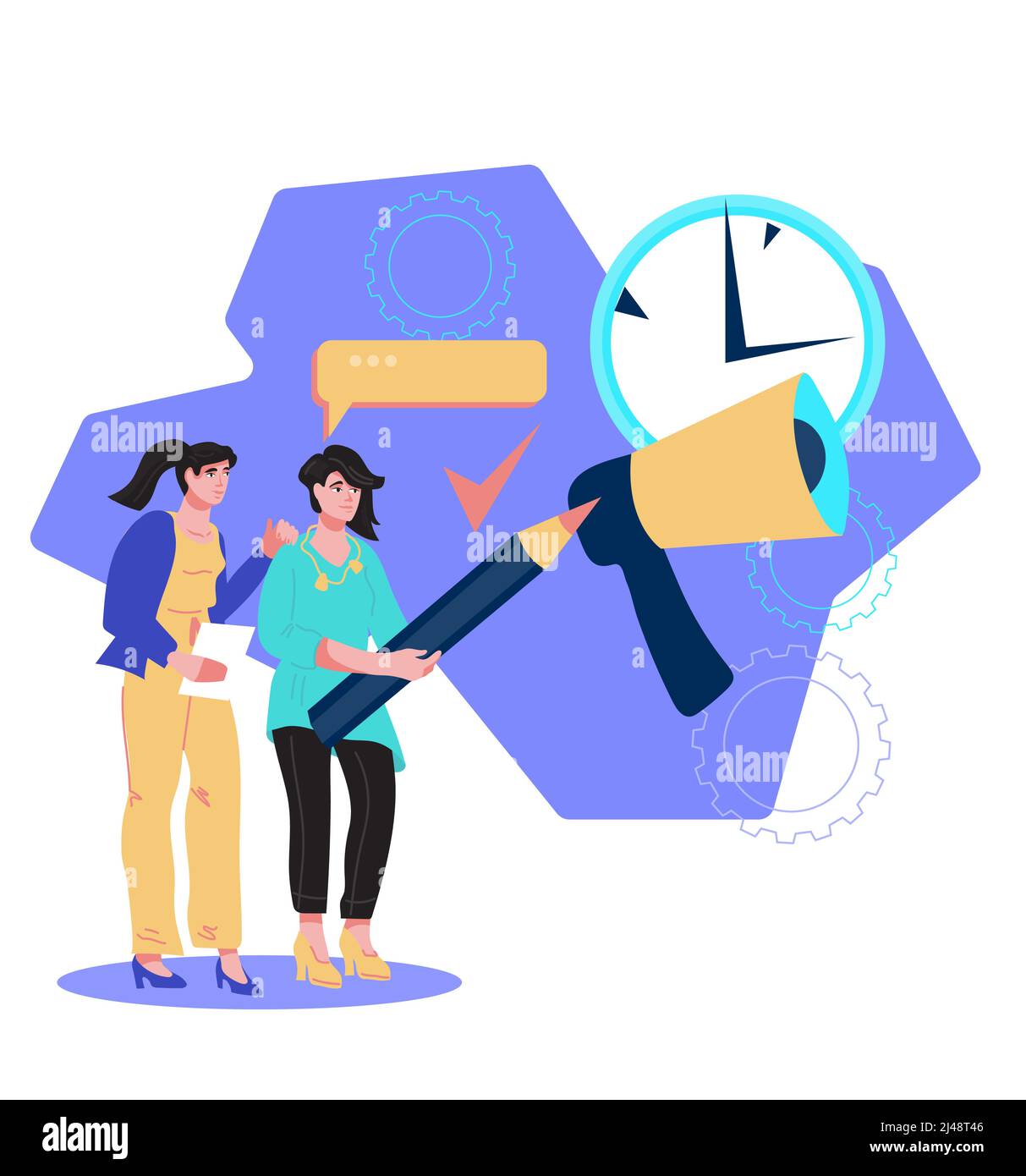 Solution d'entreprise efficace et gestion du temps, planification et stratégie de croissance de l'entreprise. Illustration de Vecteur