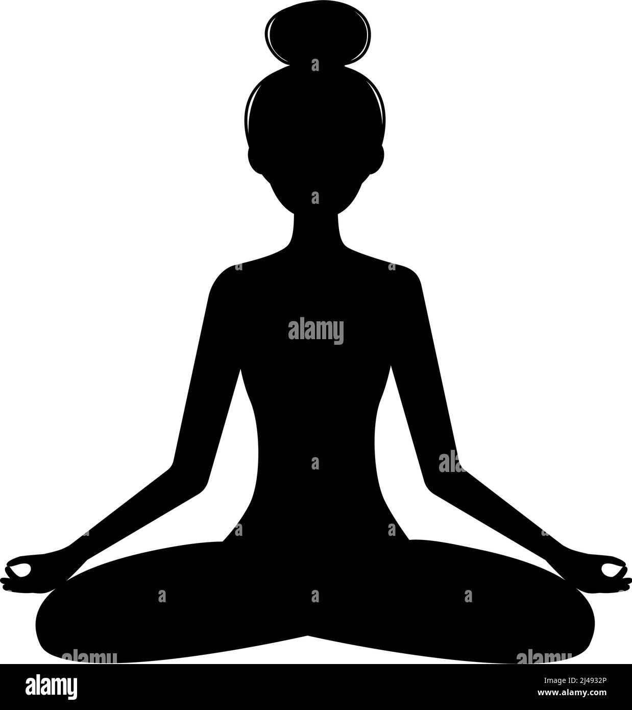 Silhouette de femme méditante. Fille en position lotus pratiquant le yoga, illustration vectorielle Illustration de Vecteur