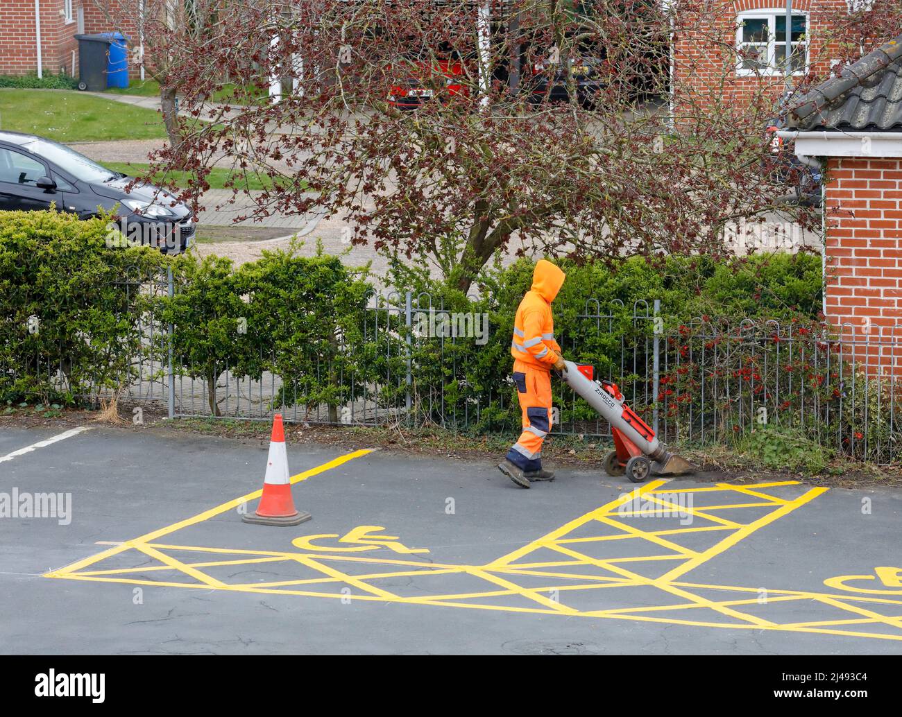 Marquage de la ligne de parking. Banque D'Images