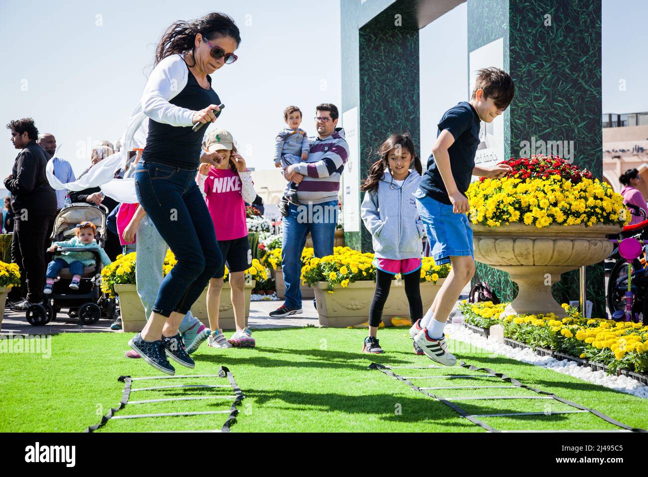 Doha, Qatar-février 14,2016 : Festival de la diversité culturelle à Katara pour célébrer le Qatar National Sports. Banque D'Images