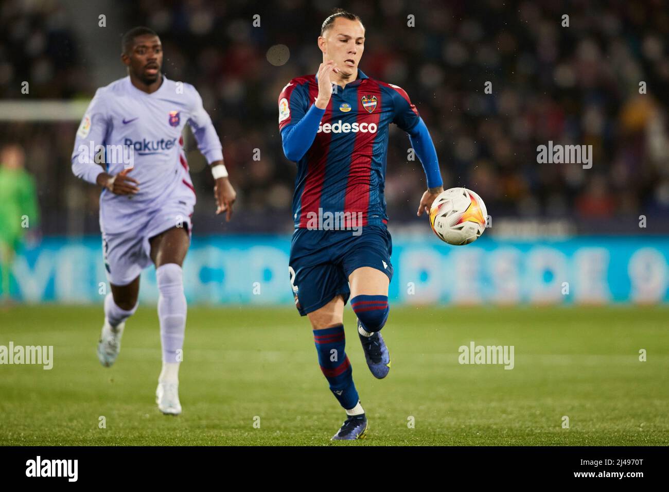 10th avril 2022; Estadio Ciutat de Valencia, Valencia, Espagne; la Liga Santander, Levante UD contre FC Barcelona; Francisco Javier Hidalgo fils de Levan Banque D'Images