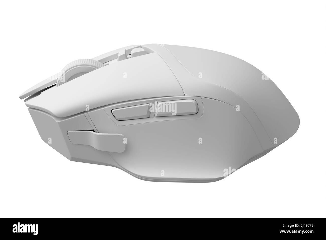 Souris d'ordinateur de jeu sans fil moderne sur un tapis professionnel isolé sur un arrière-plan blanc monochrome. 3d rendu de l'équipement de diffusion en direct pour les jeux sur le cloud a Banque D'Images