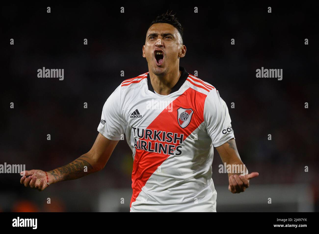 BUENOS AIRES, ARGENTINE - AVRIL 3 : Matias Suarez de River plate célèbre son but lors d'un match de Copa de la Liga 2022 entre River plate et Argen Banque D'Images