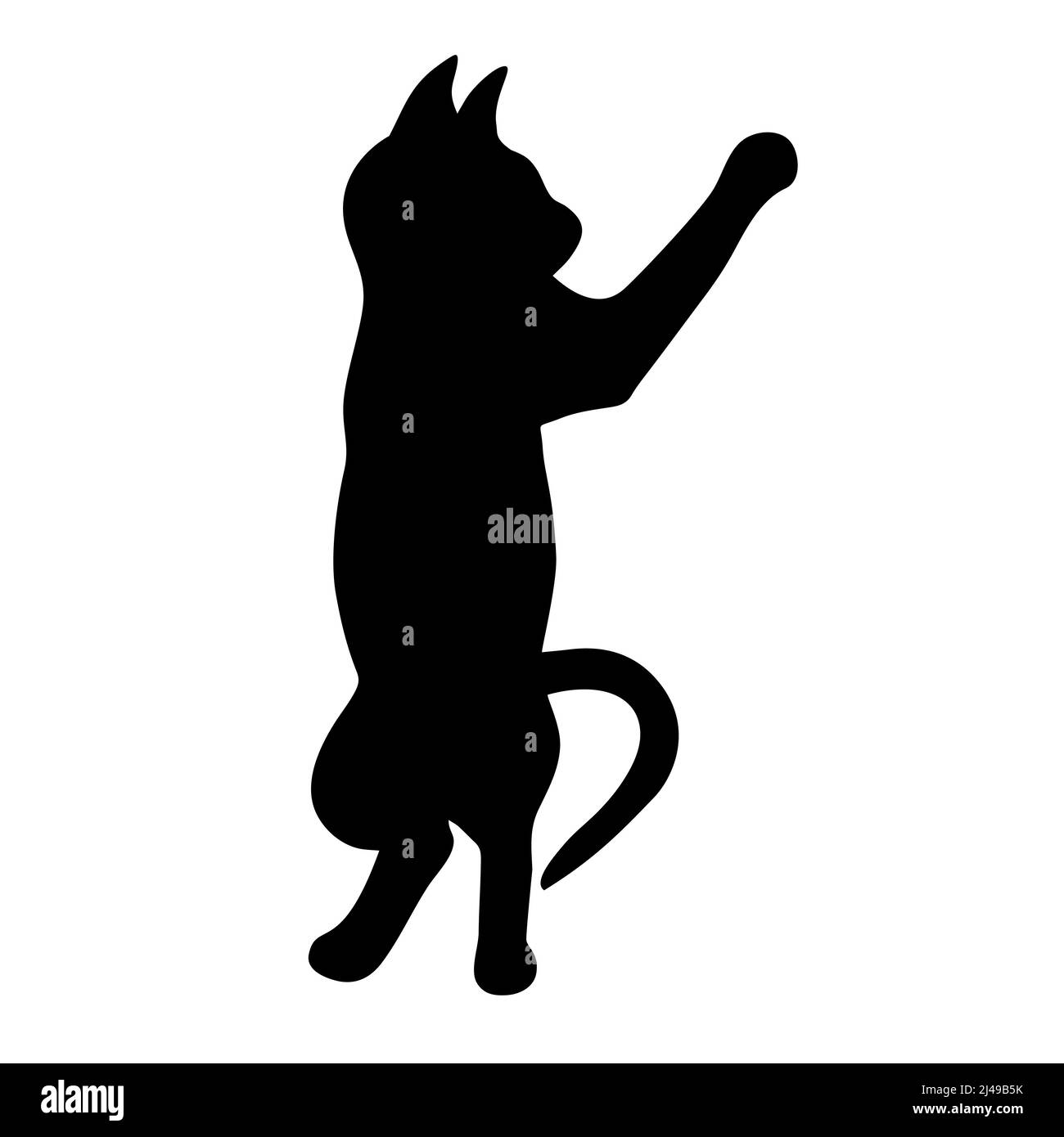 Le chat se tient sur sa silhouette noire des pattes arrière Illustration de Vecteur