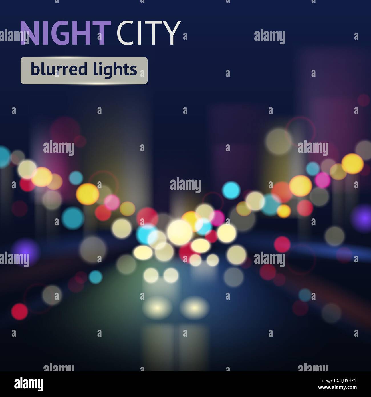 Ville nocturne avec feux de signalisation et bâtiments à effet de flou arrière-plan illustration vectorielle Illustration de Vecteur