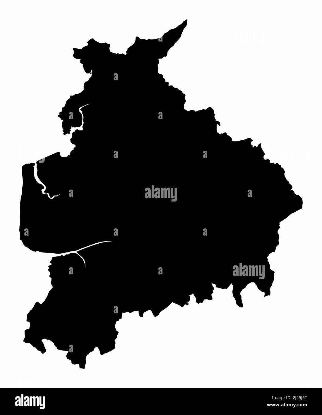 Comté de Lancashire, carte de silhouette isolée sur fond blanc, Angleterre Illustration de Vecteur