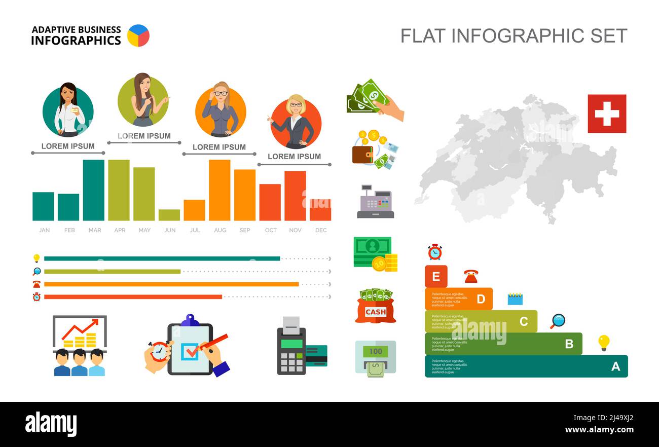 Modèle de graphique à barres financières pour présentation. Visualisation des données métier. Devise, finance, planification ou marketing concept créatif pour l'infographie Illustration de Vecteur