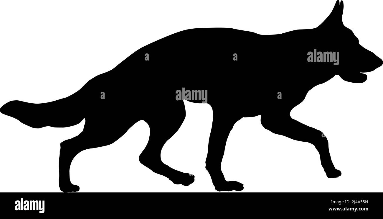 Chien de berger allemand de course chiot. Silhouette de chien noire. Animaux de compagnie. Isolé sur un fond blanc. Illustration vectorielle. Illustration de Vecteur Chien de berger allemand de course chiot. Silhouette de chien noire. Animaux de compagnie. Isolé sur un fond blanc. Illustration vectorielle. Illustration de Vecteur