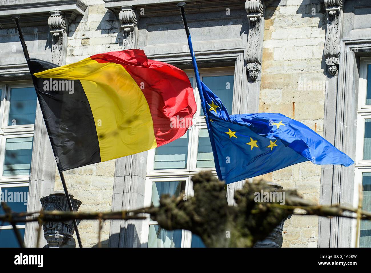 Drapeau - drapeau européen | drapeau belge - drapeau européen Banque D'Images