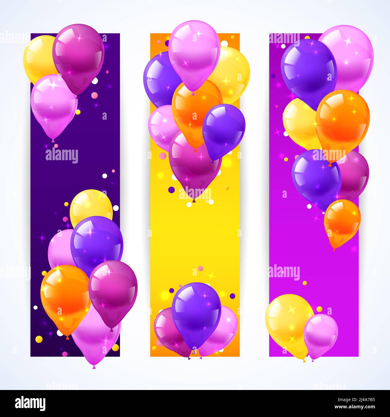 Banderoles verticales pour fêtes et anniversaires avec ballons d'air réalistes illustration vectorielle isolée Illustration de Vecteur