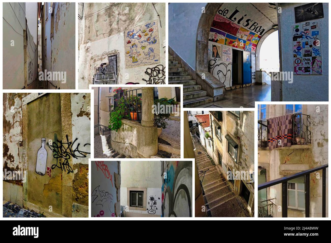 Alfamama est le plus ancien quartier de Lisbonne, c'est un quartier historique de bâtiments à usage mixte occupés par des bars, des restaurants et de petits magasins pittoresques. Banque D'Images