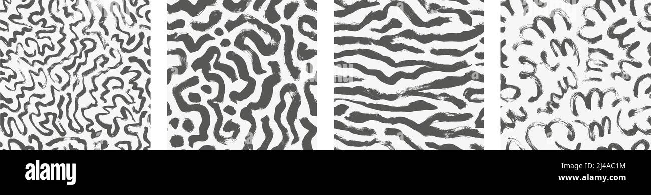 Ensemble de répétitions vectorielles sans couture avec lignes courbes. Illustration de Vecteur
