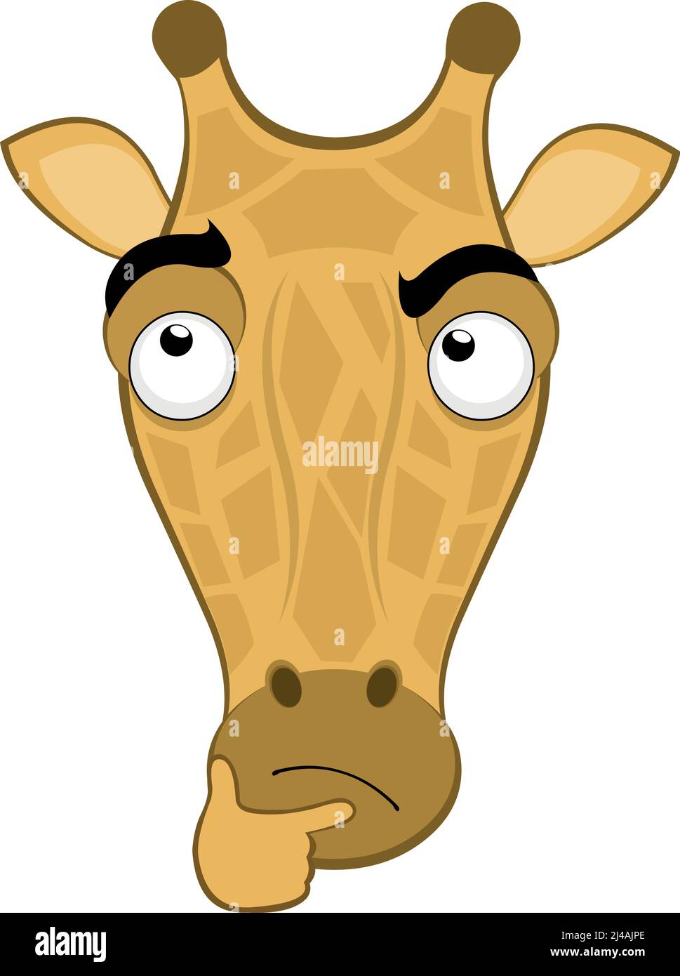 Illustration vectorielle du visage d'une girafe de dessin animé avec une expression de pensée Illustration de Vecteur