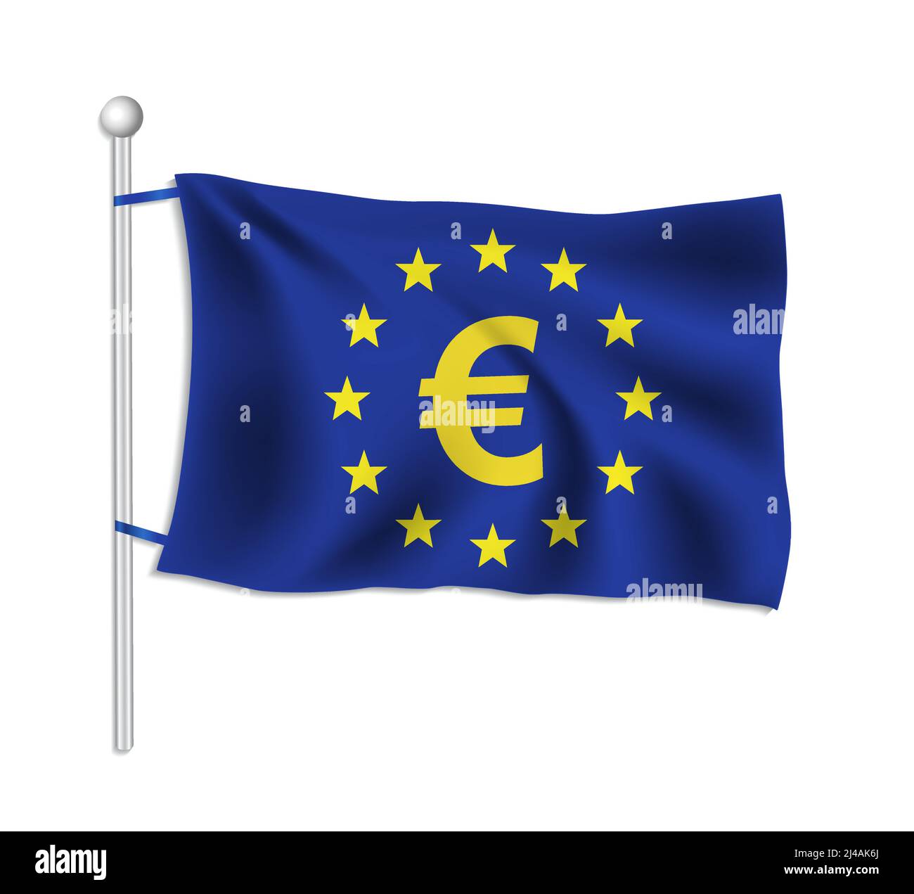 Drapeau de l'Union européenne avec symbole de l'euro, vecteur blanc sur fond Illustration de Vecteur