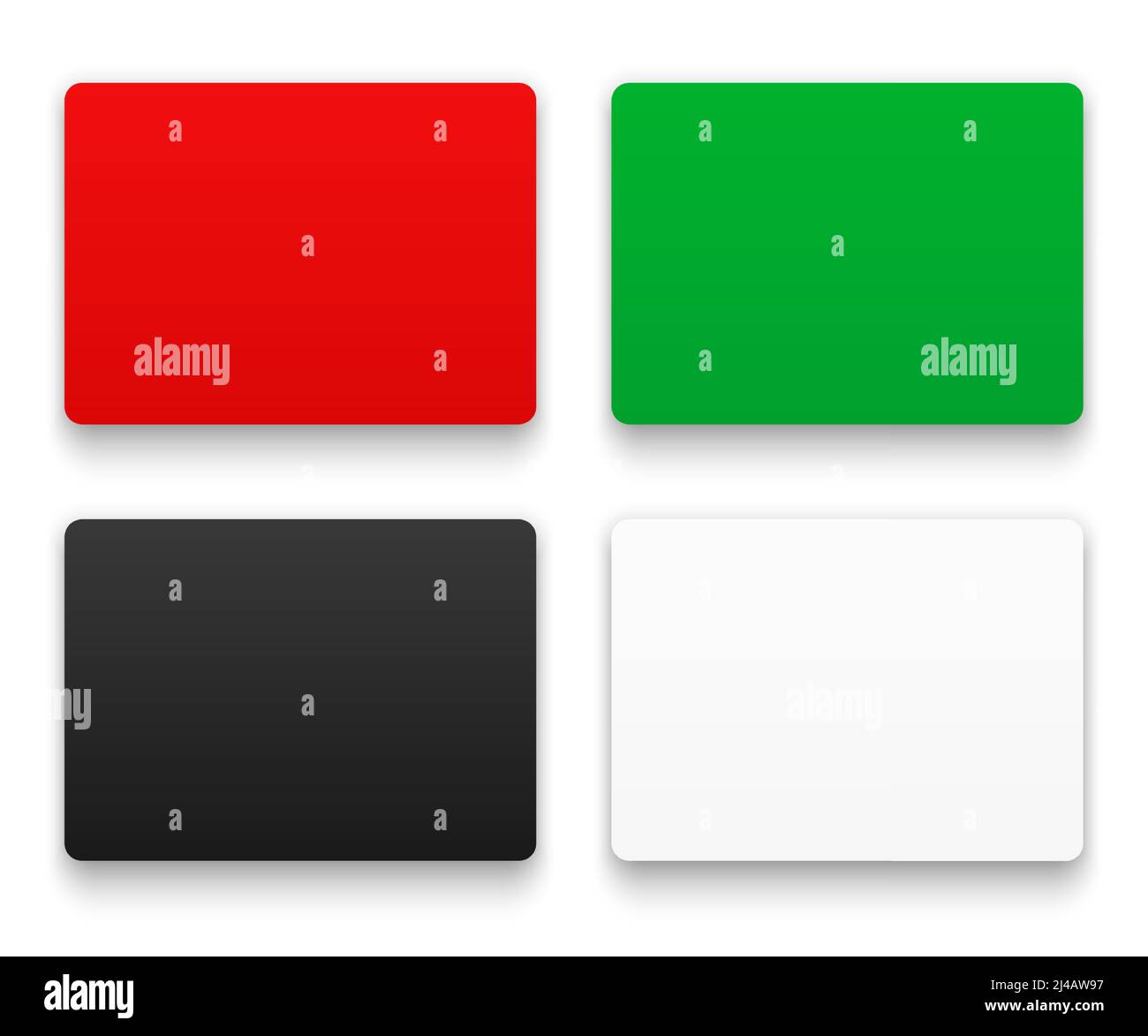 Ensemble vectoriel de fonds rectangulaires vierges rouges, verts, noirs et blancs, isolés sur fond blanc. Illustration de Vecteur