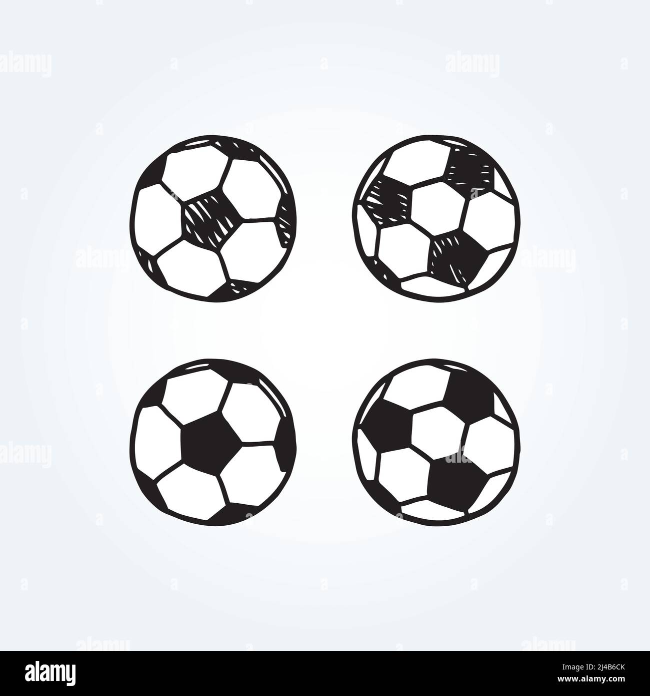 Illustration vectorielle dessinée à la main du ballon de football en forme de doodle Illustration de Vecteur