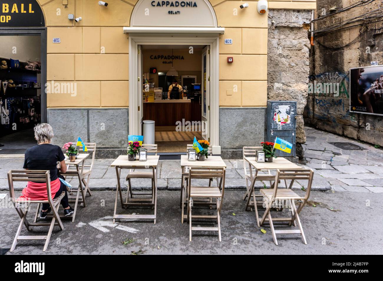 Cappadonia Gelati, un magasin de crème glacée sur la via Vittorio Emanuele, Palerme, Sicile, Italie. Banque D'Images