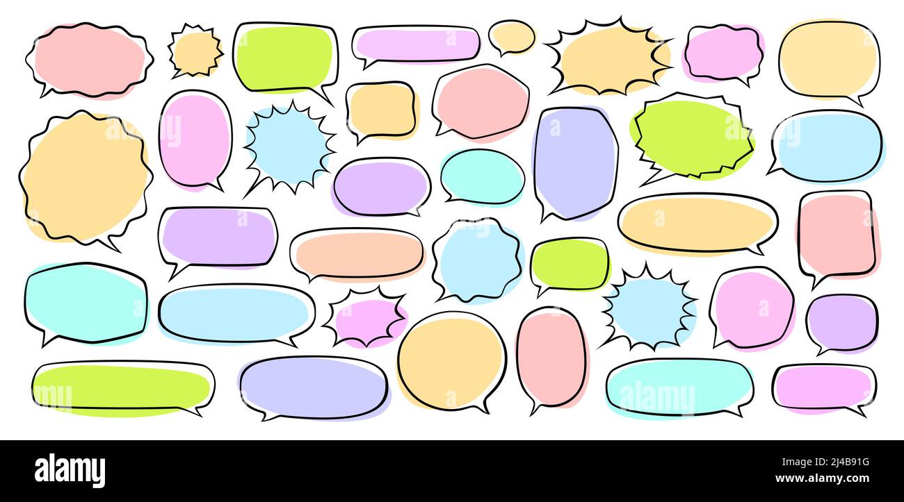 Des bulles de voix colorées se forment. Illustration vectorielle vide Illustration de Vecteur