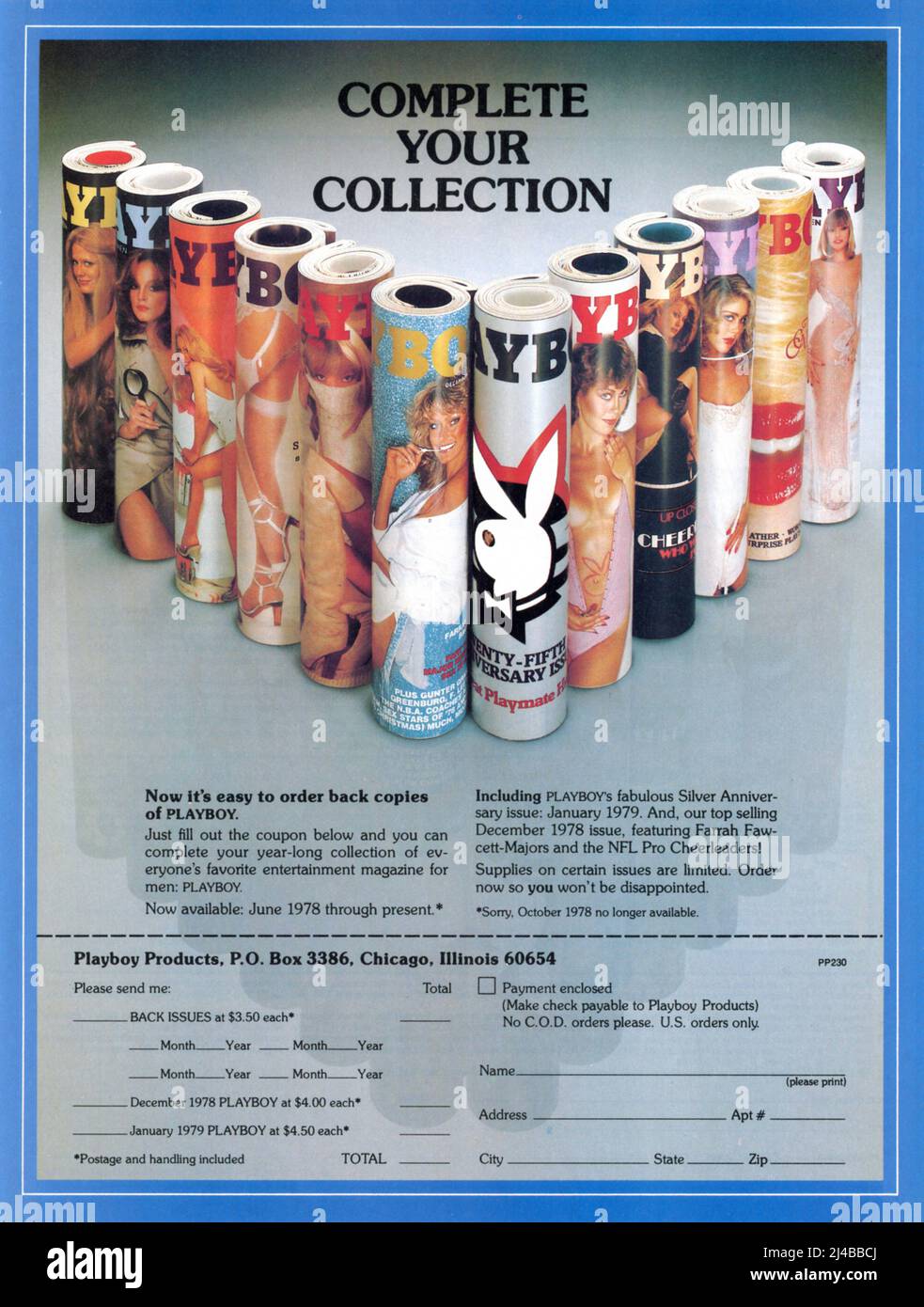 Vintage février 1980 'Playboy' Magazine annonce, Etats-Unis Banque D'Images