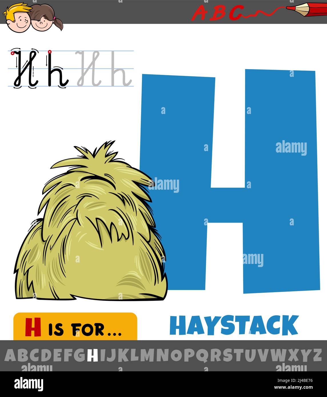 Illustration pédagogique de la lettre H de l'alphabet avec haystack Illustration de Vecteur