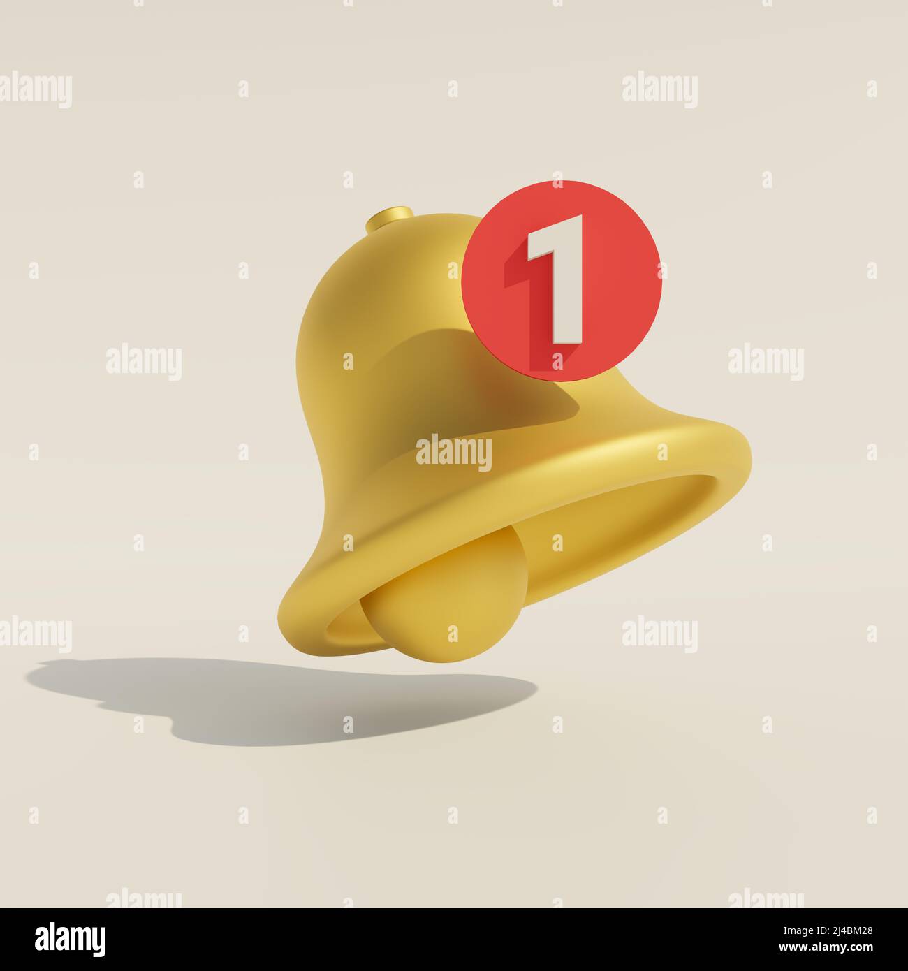 Sonnerie de notification avec le numéro 1. Alerte. 3D illustration du rendu. Banque D'Images