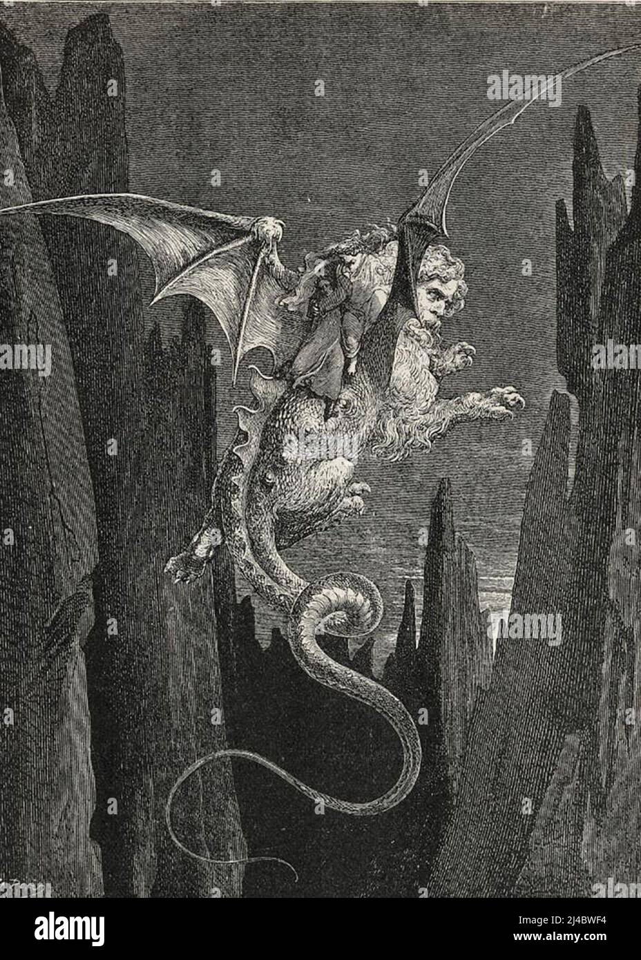 Une gravure en bois de Gustave doré de Geryon, Canto XVII Banque D'Images