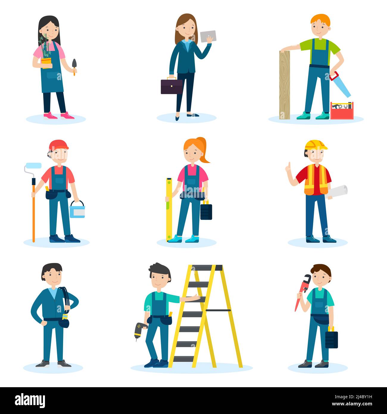 Équipe de construction établie avec des travailleurs de différentes ...