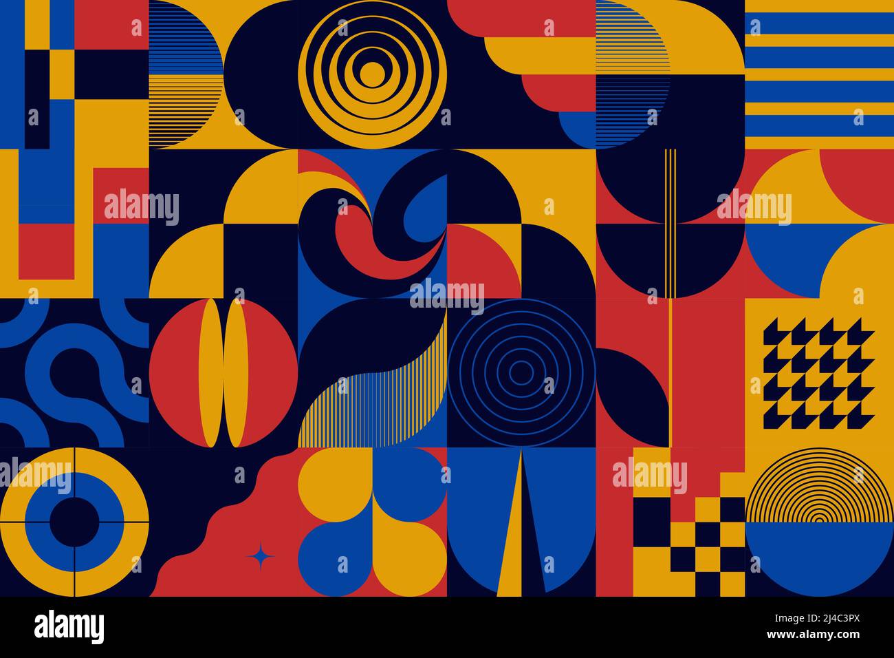 Motif abstrait design graphique inspiré par le modernisme esthétique arts fait avec des formes géométriques audacieuses et des figures abstraites pour l'affiche, la couverture, l'art, pr Illustration de Vecteur