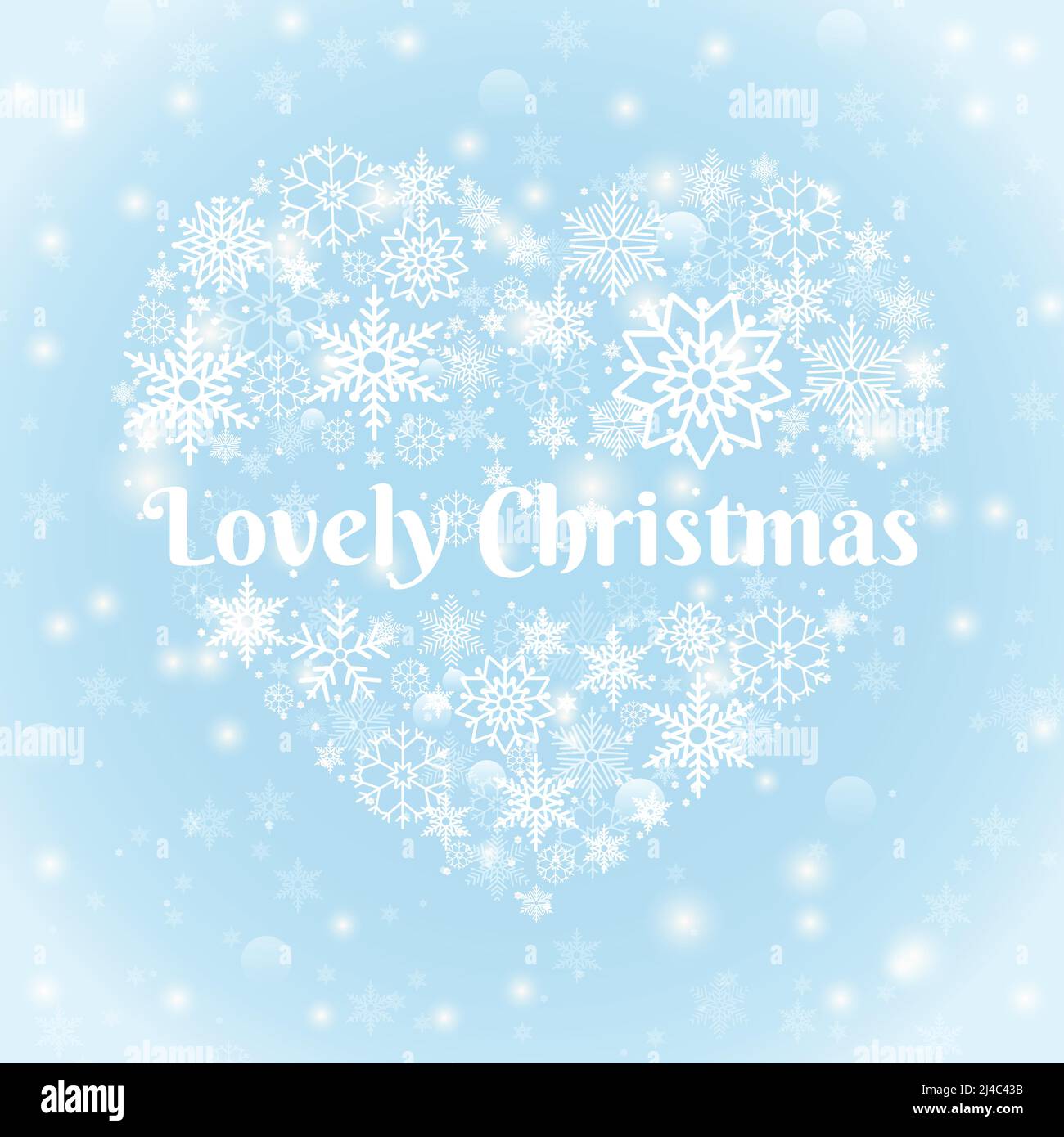Concept de Noël - de jolis textes de Noël sur coeur flocons de neige sur fond bleu ciel avec Sparks. Illustration de Vecteur