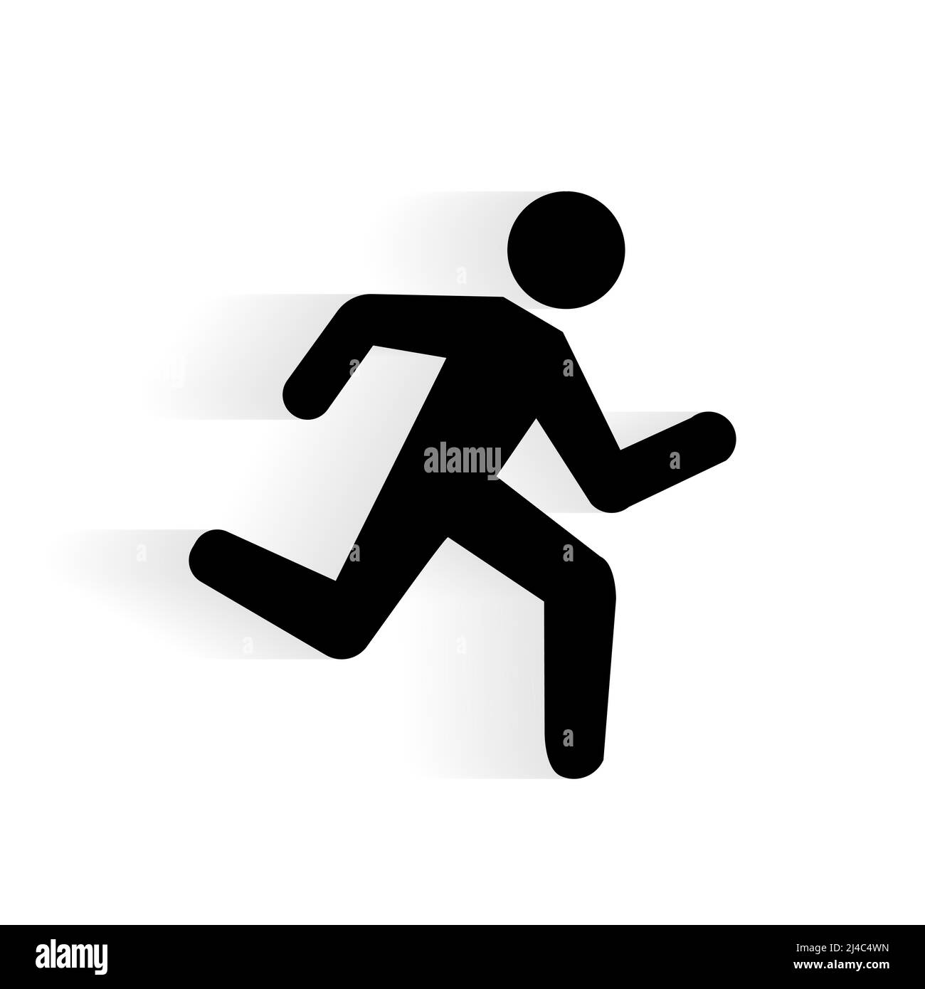 Silhouette d'icône humaine de course à pied vectorielle avec ombre isolée sur blanc Illustration de Vecteur