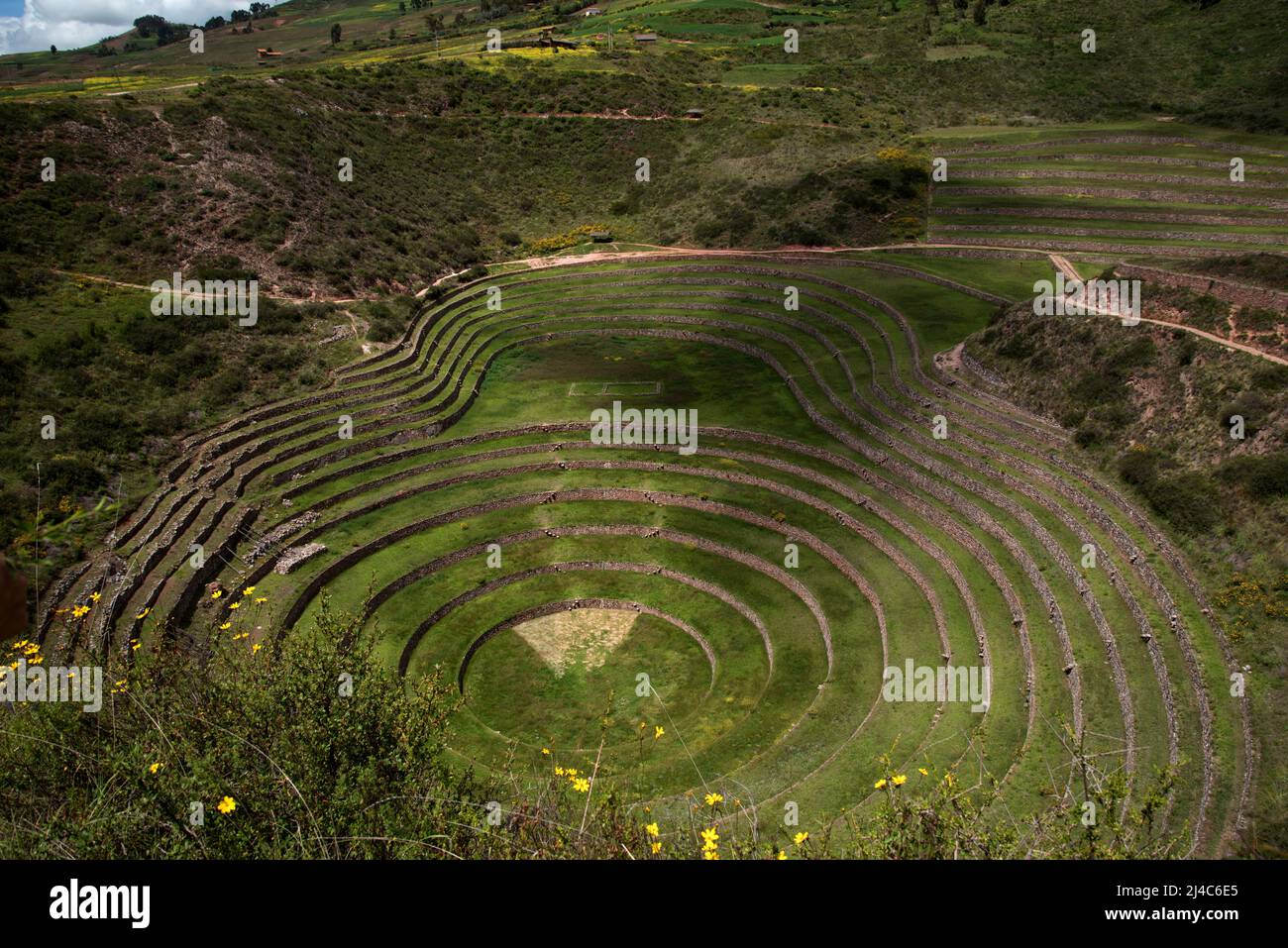 Centre de recherche agricole Inca, Moray, le Pérou, Amérique du Sud Banque D'Images