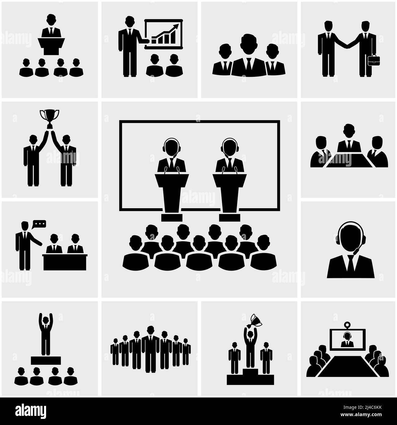 Icônes de présentation et de conférence professionnelles Vector silhouette, personnes en réunion Illustration de Vecteur Icônes de présentation et de conférence professionnelles Vector silhouette, personnes en réunion Illustration de Vecteur